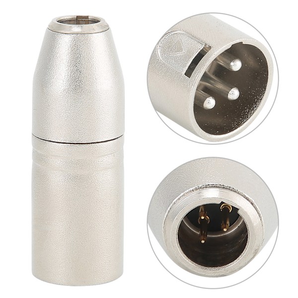 2 st guldpläterade koppar Mini XLR 3-stiftshane till silverpläterade koppar XLR 3-stiftshane adapter