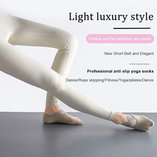 2 par halkfria yogasockor, för kvinnor med grepp, bomullspilatesockor för dans, pilates, idealiska för fitness, balett, barfota träning