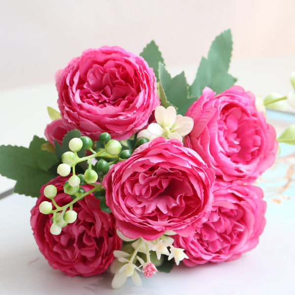 3 Buketter Konstgjorda Blommor Utomhus UV-Resistenta Falska Blommor
