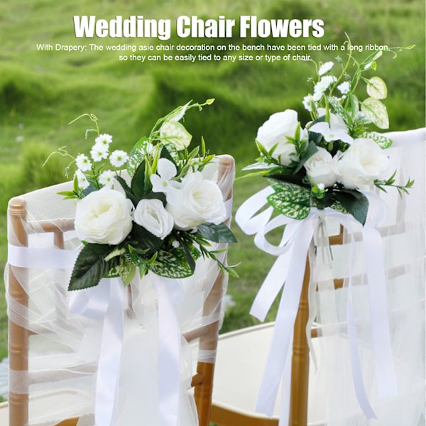 Bryllupsgang Stole Dekorationer Kunstige Stole Blomster med Draperier til Festfotografering Bryllup