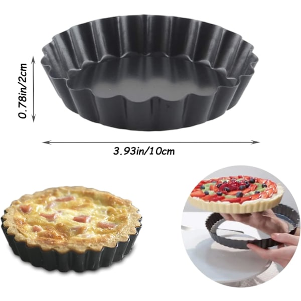 Vågiga Ringformar för Tartes, Högkvalitativ Non-Stick Konstruktion Kolstål, Återanvändbara Bakformar för Pajer och Kakor, Ugnssäker Upp Till Höga Temperaturer