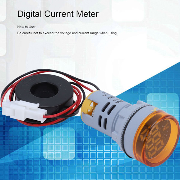 Digital Strömmätare Universal Amperemeter Signalindikatorlampa Ljus AC 220V AD16‑22DSAGul