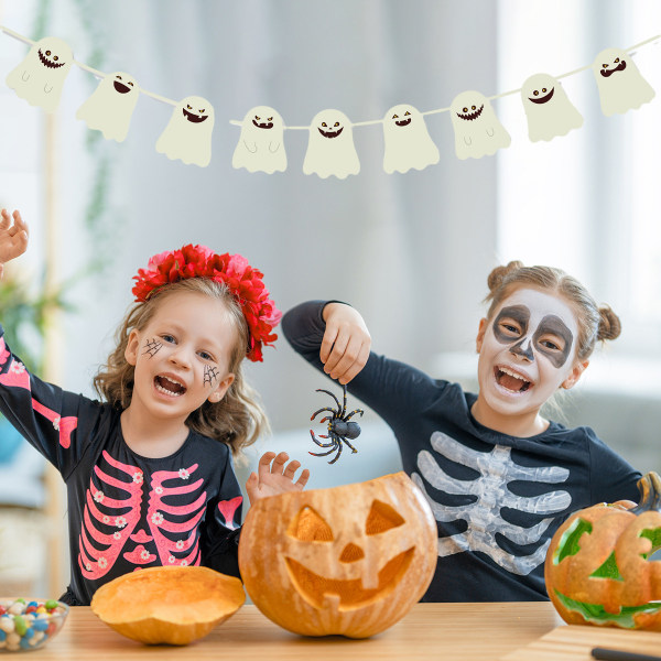 Halloween hängande spökebanner - Vit glitter Halloween fest