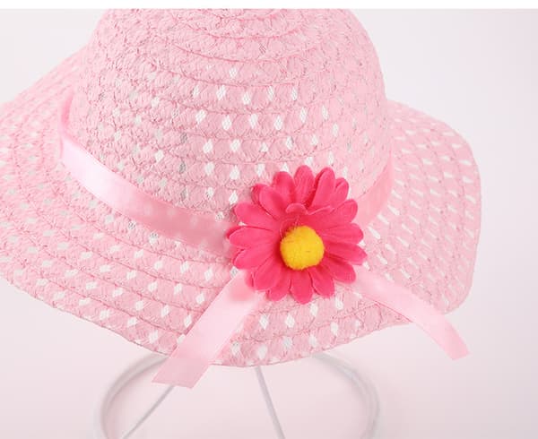 Babyflicka blommig gräshatt (hattens omkrets 52-54cm, vit), c