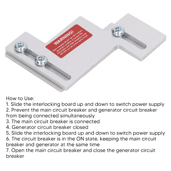 Generator Interlock Kit 1‑1/4 til 1‑1/2 afstand til Cutler Hammer Challenger 150A 200A paneler