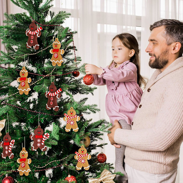 Traditionella Dekorations Mini Pepparkaks Julgransprydnader, 24 Delar Flerfärgade Blandade Pepparkaksfigurer för DIY Dekor, Mjuk PVC Gummi