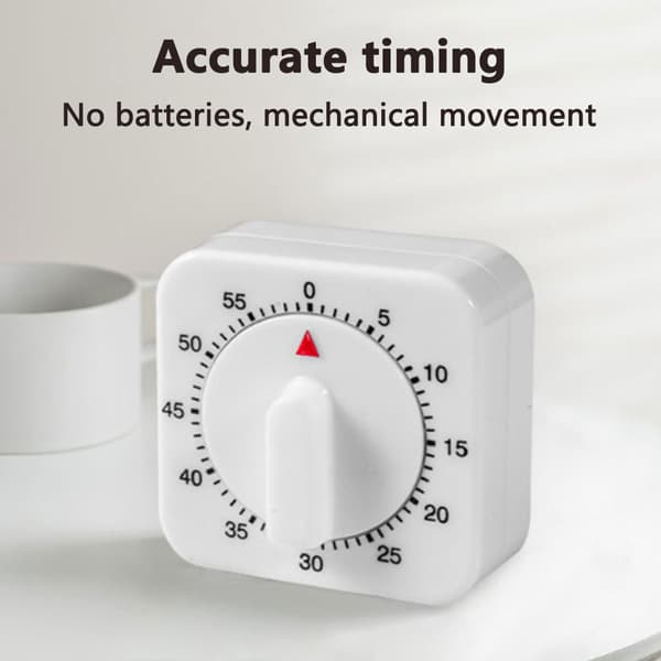 Kjøkken liten firkantet timer 60 minutters timer påminnelse mekanisk timer for matlaging, baking, sport, studier, etc