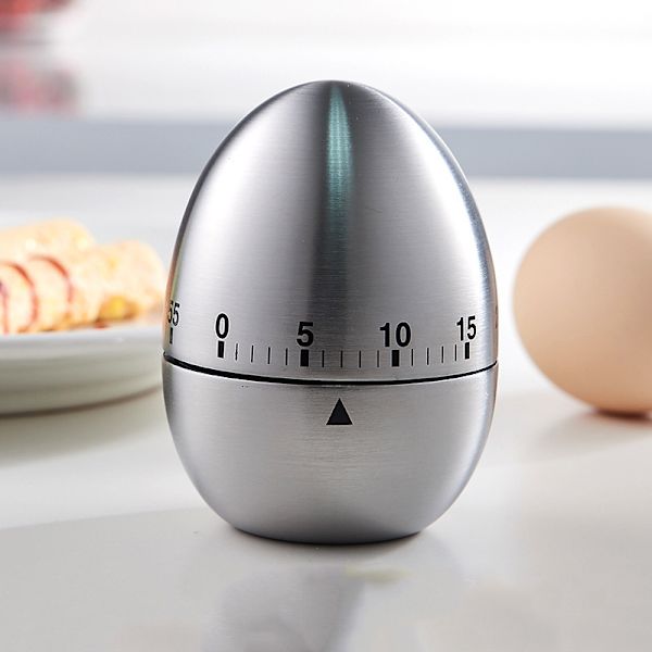 1 stk sølv egg kjøkkentimer, klassisk eggformet roterende al