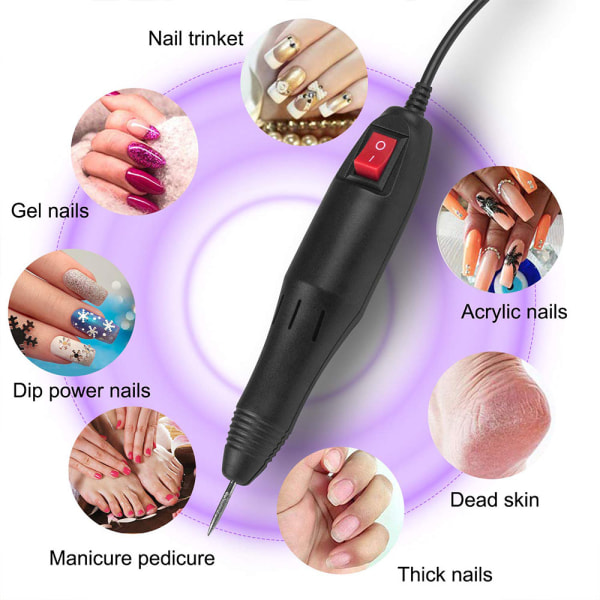 Elektrisk nagelfil, nagelborrmaskin, nagelfil borr set kit