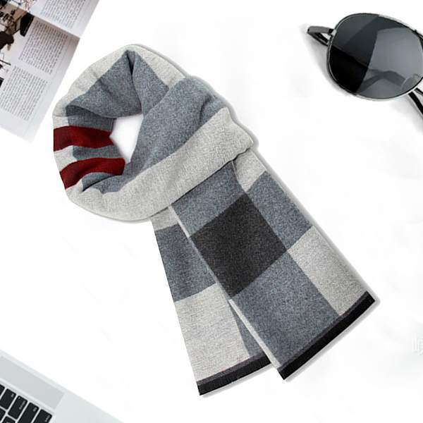 Mænds Vinter Varmt Lang Blødt Sjal Tartan Tassel Sjal til Mænd