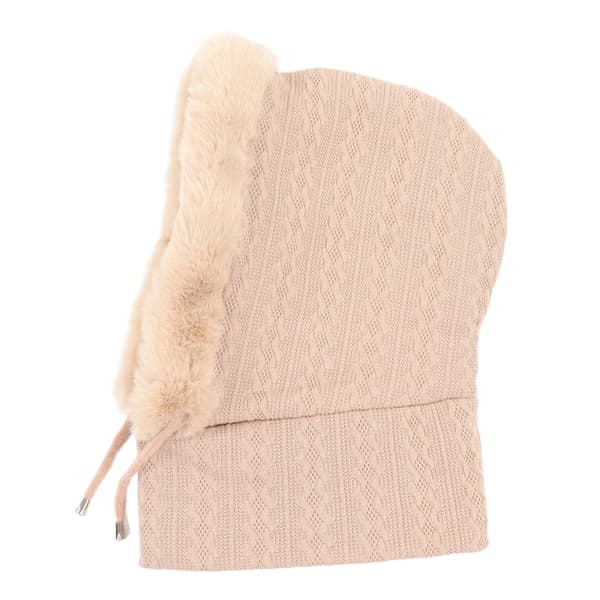 Vintermössa för kvinnor Termisk Integrerad Mössa Mask Halsduk Köldtålig Utomhus Ridmössa Beige