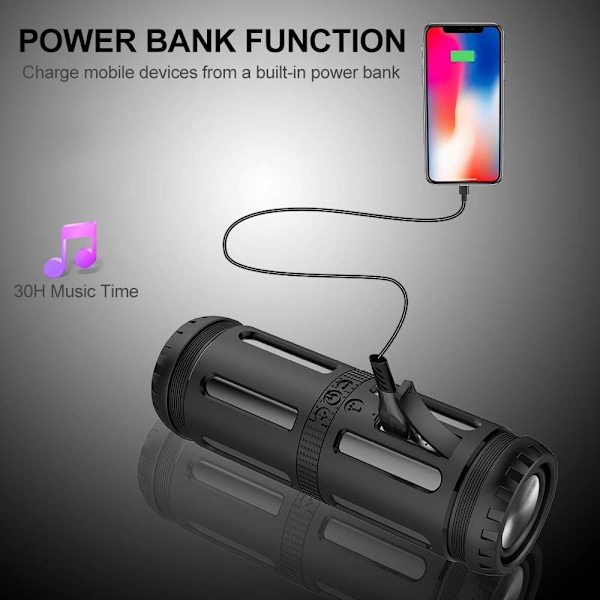 Bluetooth-högtalare Bärbar musikbox 15h speltid Bluetooth-högtalare med LED-ljus, 20m räckvidd, IP67 vattenskydd, 10W dubbla drivrutiner, djup bas, HD