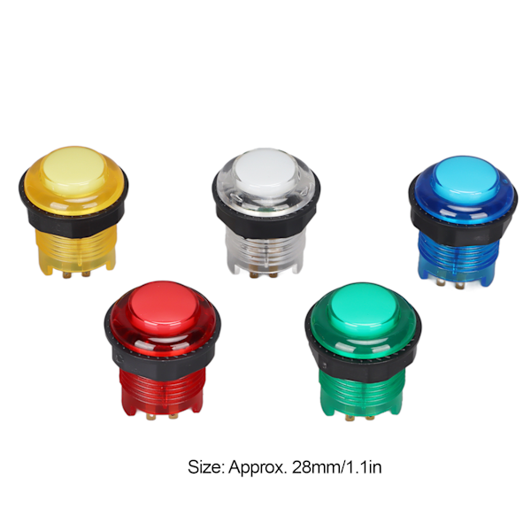 5 stk Arcade Trykknapper Profesjonelle LED-belyste Trykknapper for Spillmaskin 5V