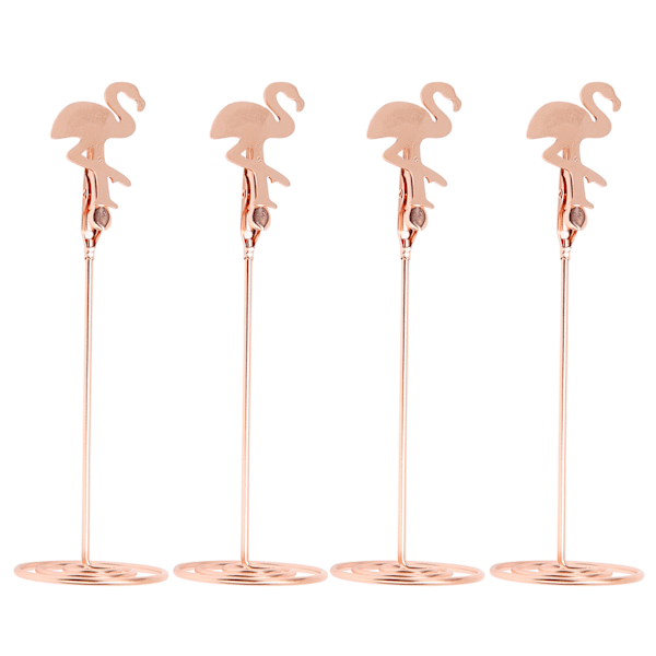 24 st bordsnummerhållare i roséguld med flamingoform, rostbeständiga och robusta klämmor