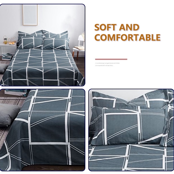 Rea queen size sängöverkast set, bäddset - Four Seasons bäddlakan sängöverkast set, inklusive 2 örngott, 3-delars bäddset, inte lätt