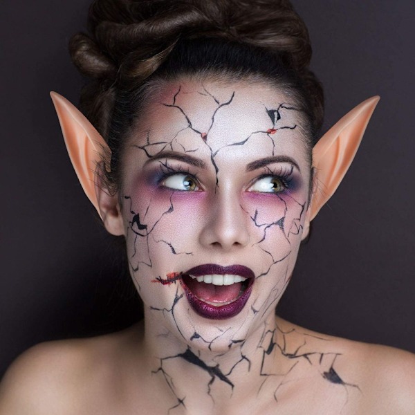 Återanvändbara Tvättbara Cosplay Älv Pixie Alv Öron, Lättburna Mjuka Spetsiga Öron, Perfekt för Halloween Jul Kostymtillbehör,