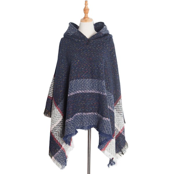 Bohemisk poncho-huvtröja med aztektryck för kvinnor