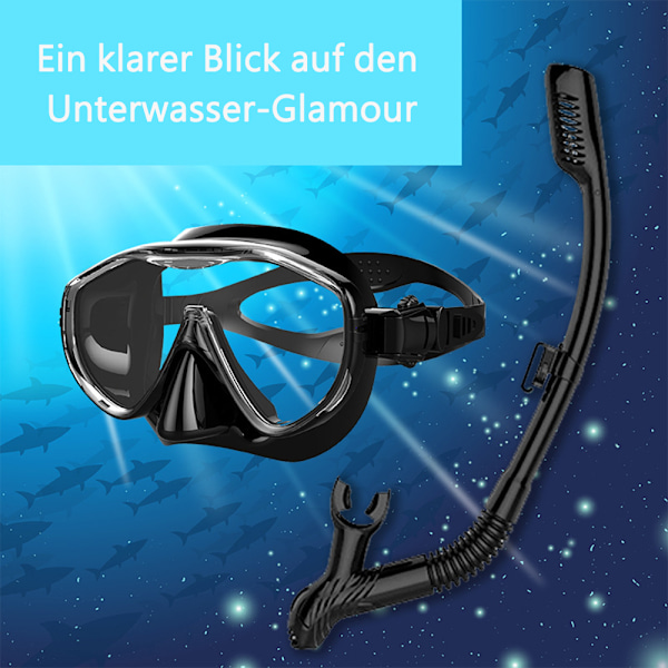 Torr snorkelset, anti-imma och panoramisk bred vy dykmask, enkel andning och professionell snorkelmask med mjukt munstycke, snorkelset för
