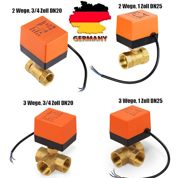 2-3 Vejs Ventil Zonenventil Elektrisk Kugleventil 1\" 3/4\" Motorkuglehahn 230V