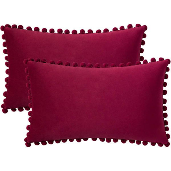 2-pack sammetskuddfodral Pompom dekorativa örngott