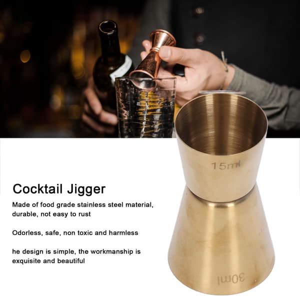 2 stk Dobbelt Hode Cocktail Jigger Rustfritt Stål Gull Vin Jigger Bar Målebeger for Restaurant Fest, 15/30ml
