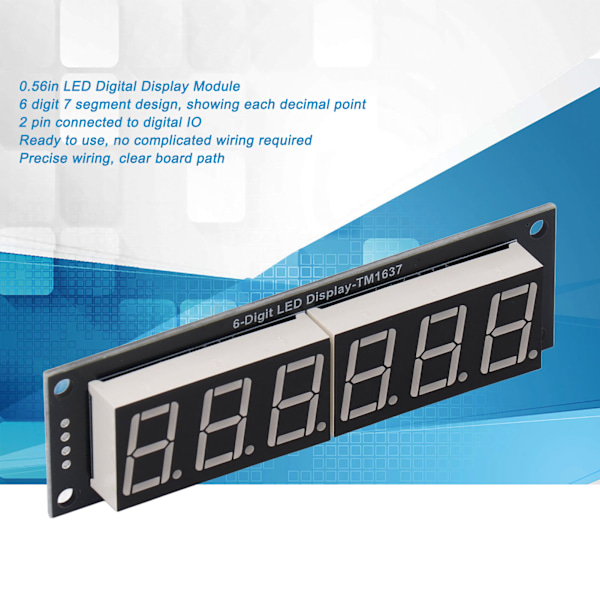 0,56 tommer 6-sifret 7-segments displaymodul TM1637 driver LED digital rørmodul 5V 2-pins IO