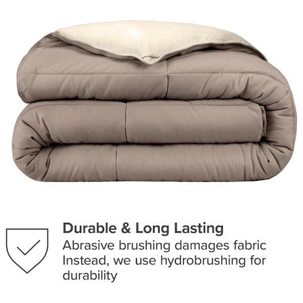 Taupe/Sand Vändbart Ultra-Mjukt Täcke med Dunalternativ, King/Cal King