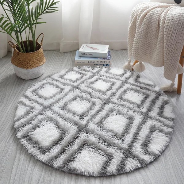 Round Fluffy Rug for Kids Girls Room,23.6 inch Furry Circle Rug