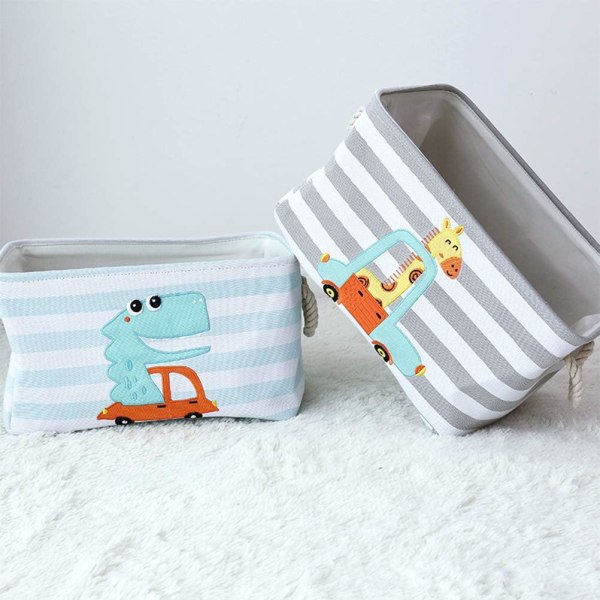 Children's Fabric Storage Basket Large Foldable Storage Box with Rope Handles Baby Toy Storage Bin Wardrobe Organizer - Giraffe