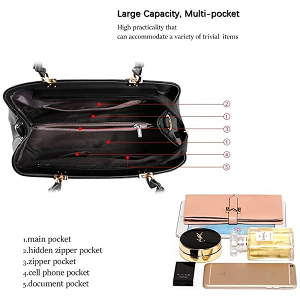 Håndveske for kvinner, Tote-veske, Skulderveske, Lær, Crossbody-veske