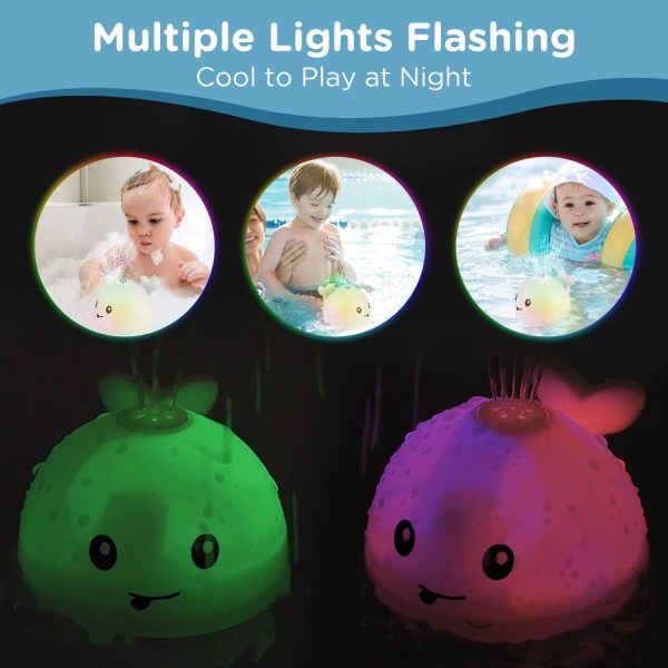 Baby Badleksaker, Whale Auto Spray Vatten Badleksak med LED-ljus,