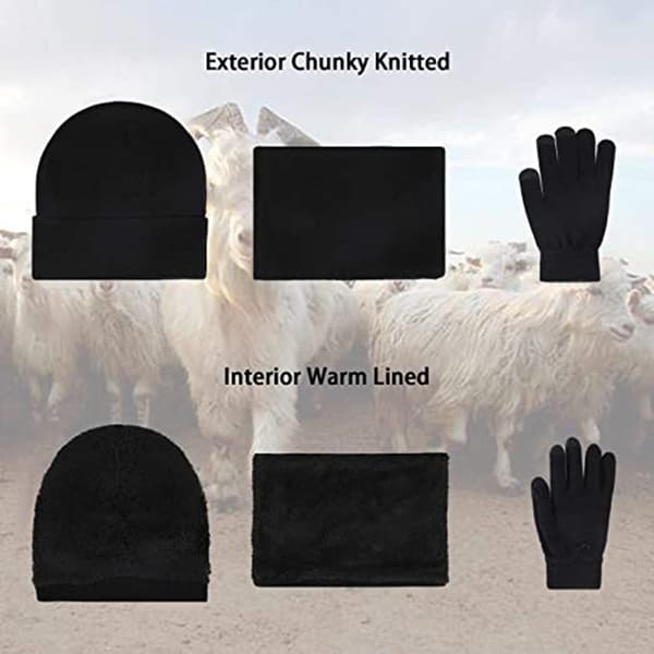 1 set/ 3 st Vintermössa Halsduk Handskar Set för Män och Kvinnor, Mössa Handskar Halsvärmare Set med Varm Stickad Fleece Foder