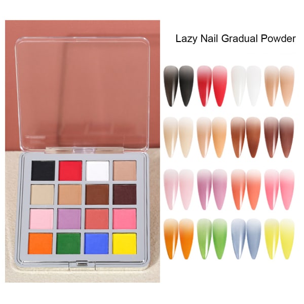 Nagelpulverset, 16 färger pigment solid iriserande neon