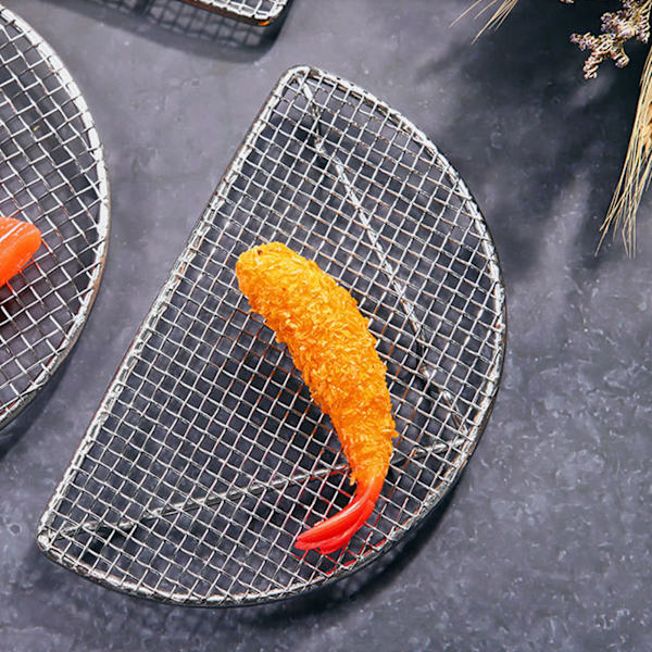 Avkjølingsrist for baking i rustfritt stål, trådrist, høy temperaturbestandig, ovnsikker for matlaging, steking, grilling, halvcirkel 18 cm