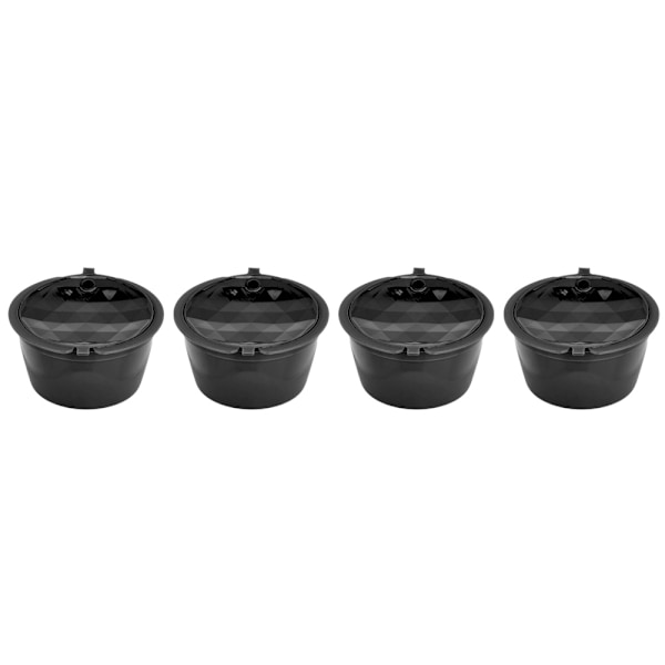 4 stk Gjenbrukbare Påfyllbare Kaffe Kapsler Pod Filter Kopper Sil Black