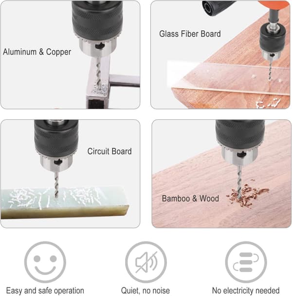 Hånddrill, 3/8 tommer (1,5-10 mm) støpt stål dobbelt tannhjul hånddrill
