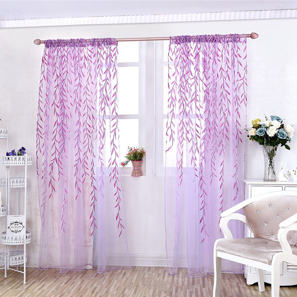 Spets Blommig Skir för Fönster Dörr, Broderade Dörrgardiner Högkvalitativ Polyester Transparent Spets Tyg Elegant Design för Vardagsrum Sovrum
