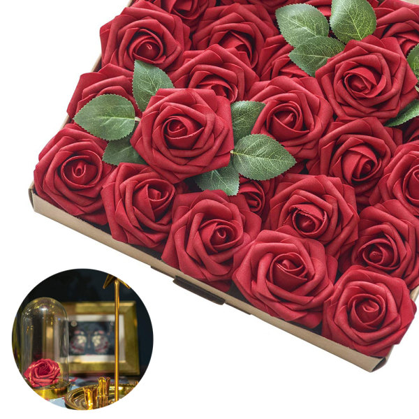 Kunstige Skumblomster 25/30 stk. Rose boble falsk blomst med St