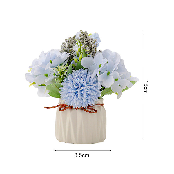Kunstige potteplanter, små keramiske vaser kunstige blomster