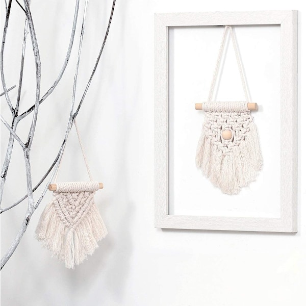 Handgjort Heminrednings Macrame Kit, Vardagsrumsdekoration Med Unika Mönster Och Geometriska Designer, Bohémisk Mini Macrame Väggbonad För