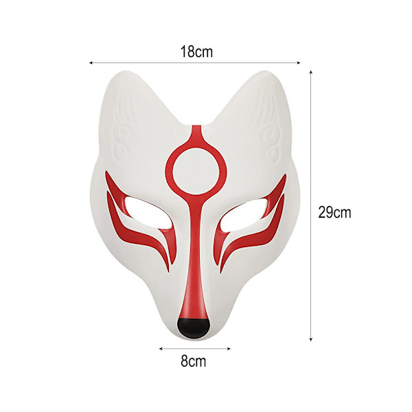 Revmaske Japansk Kabuki Kitsune Masker PU Masker for Menn Kvinner