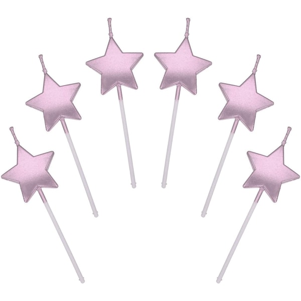 Sternform Geburtstagskerzen, 6 st tårtdekorationer