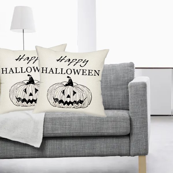 4 stk Halloween Hør Pudebetræk Hjemmevarer Sofa Kontorstol