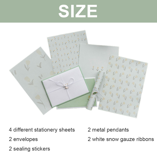 1 set inklusive brevpapper och kuvert Brevpapper: 25CM * 17.6CM, kuvert: 18CM * 13CM