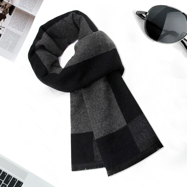 Mænds Vinter Varmt Lang Blødt Sjal Tartan Tassel Sjal til Mænd