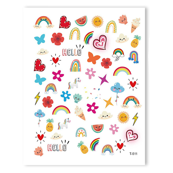 Regnbågsnagelstickers, Graffiti Fun Nail Decals 3D