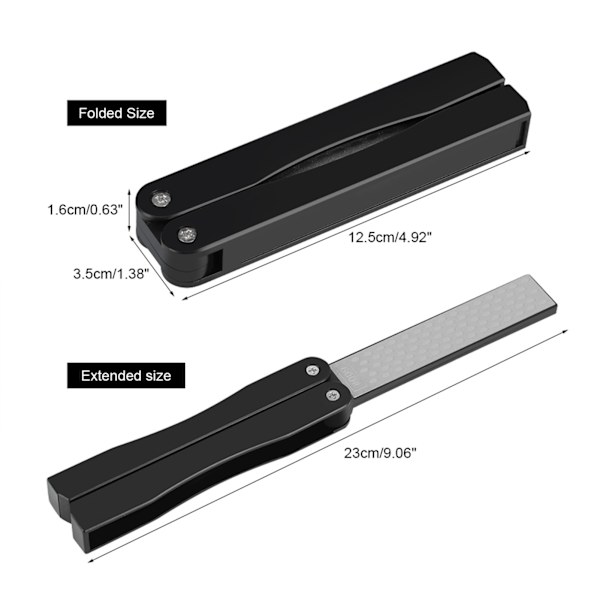 Udendørs Camping Foldbar Dobbeltsidet 400/600# Slibestein Slibeværktøj (Sort)