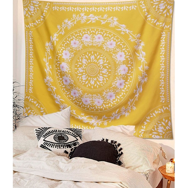 Valkoinen boheemi seinävaate, Mandala-kukallinen mitali H