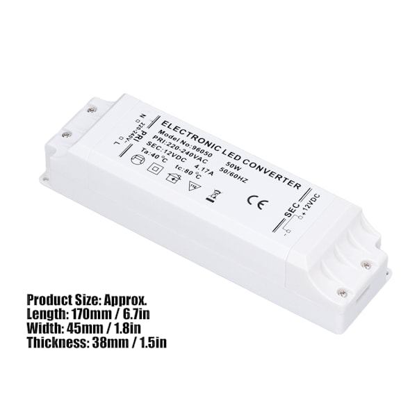 LED-driver 50W 12V 4.17A Strømforsyning LED Konstant Strøm Driver Strømforsyning AC 220V