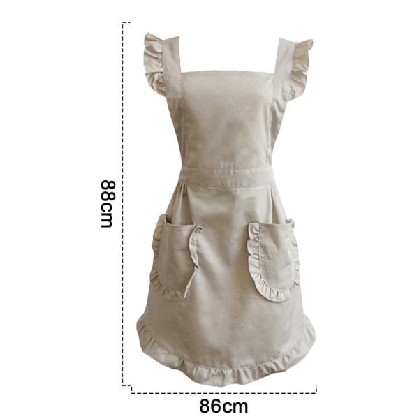 Retro Justerbar Rufflet Forkle med Lommer, Small til Plus Size L
